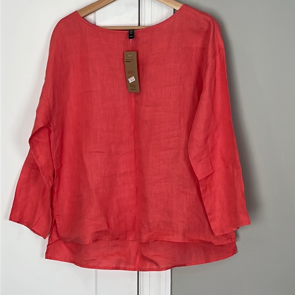 Eileen Fisher "Renew" Pink Linen Blouse - M
